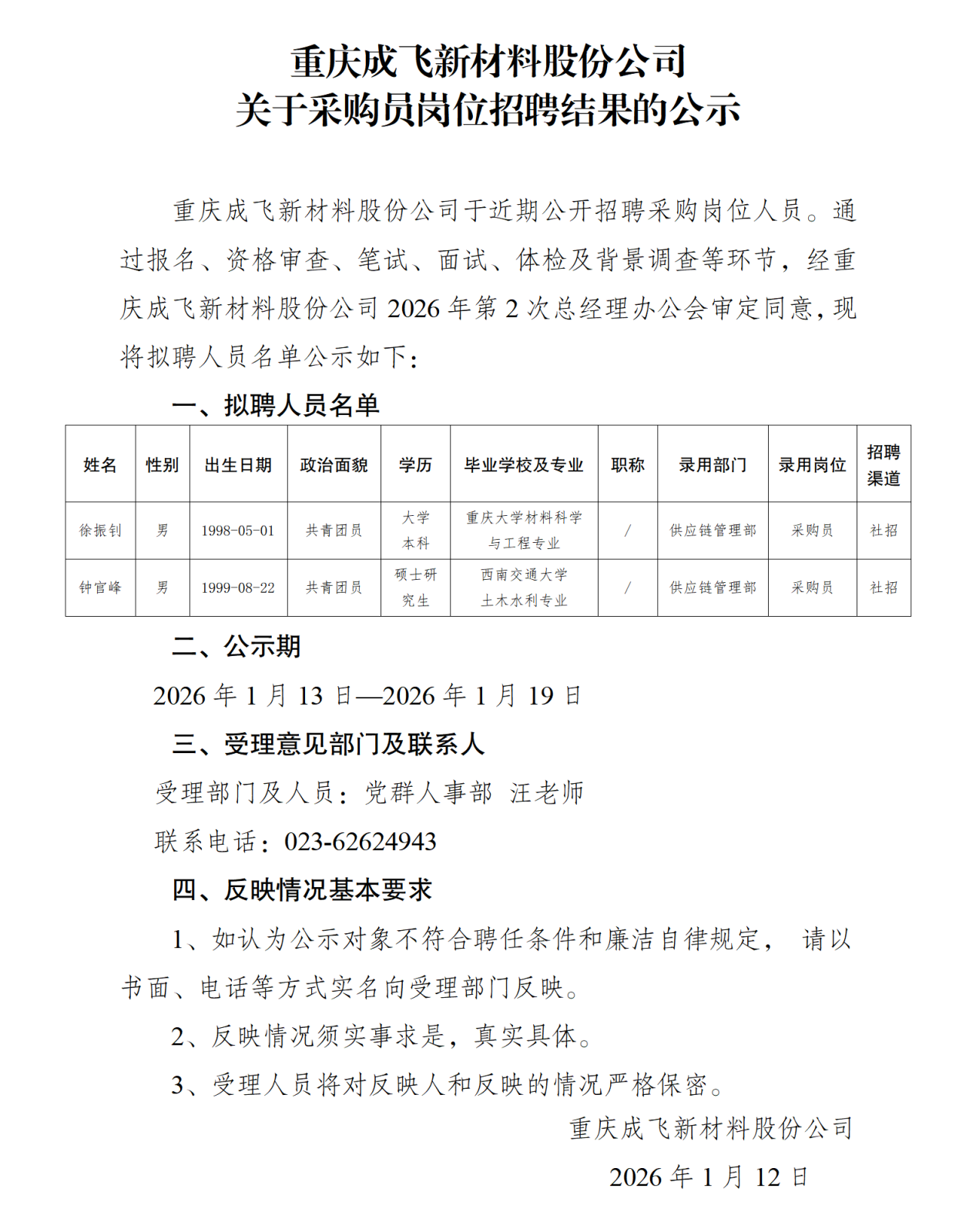 關(guān)于采購崗位社會(huì)招聘結(jié)果的公示-重慶成飛新材料股份公司(1)_01.png 關(guān)于采購崗位社會(huì)招聘結(jié)果的公示-重慶成飛新材料股份公司(1)_01.png